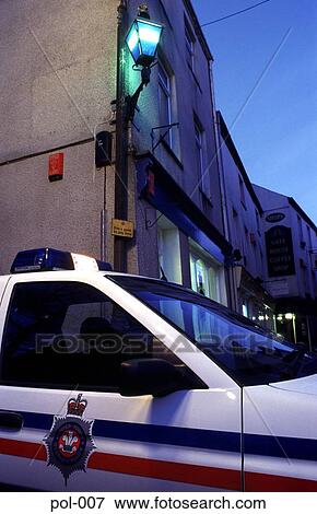 Police Car outside Station at Night UK View Large Photo Image Stock Photo - Police Car outside Station at Night UK. Fotosearch