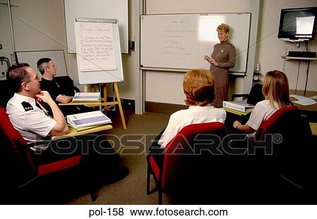 Police Officers under Training in a Classroom View Large Photo Image Stock Photo - Police Officers under Training in a Classroom. Fotosearch