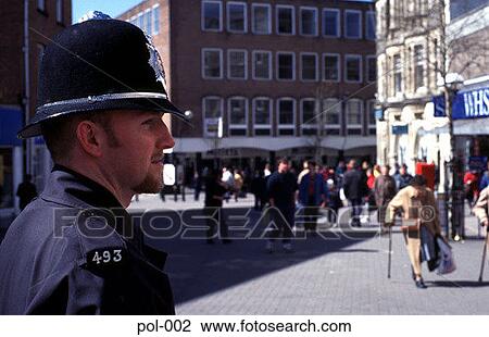 Policeman Looking across Town Square UK View Large Photo Image Stock Image - Policeman Looking across Town Square UK. Fotosearch