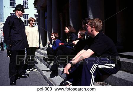 Policeman Talking to Children Wales UK View Large Photo Image Stock Photo - Policeman Talking to Children Wales UK. Fotosearch