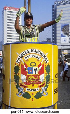 Policewoman Directing Traffic From Box Peru View Large Photo Image Stock Photography - Policewoman Directing Traffic From Box Peru. Fotosearch