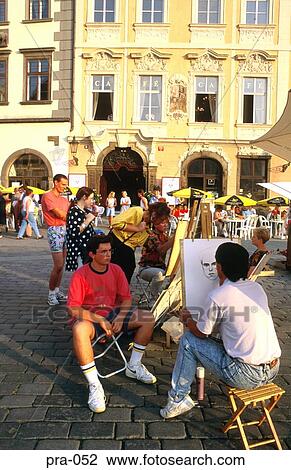 Portrait Painters in Old Town Square Prague View Large Photo Image Stock Image - Portrait Painters in Old Town Square Prague. Fotosearch