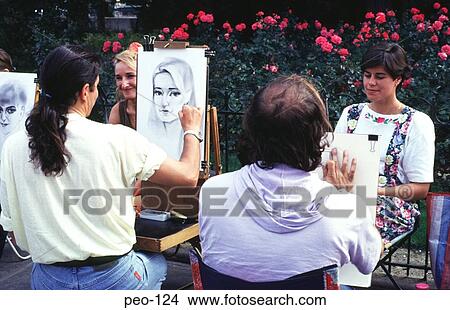 Picture - Portrait Sketching Paris France. Fotosearch