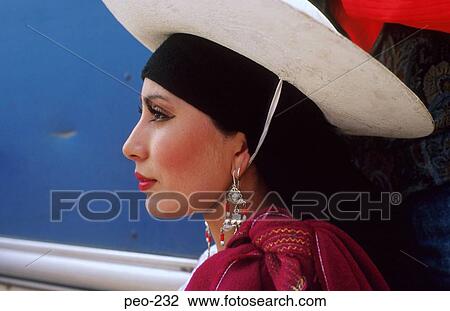 Stock Image - Profile of Well Dressed Woman Ecuador. Fotosearch