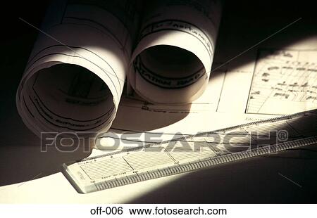 Rolls of Paper Plans on Desk View Large Photo Image Stock Photograph - Rolls of Paper Plans on Desk. Fotosearch