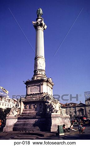Rossio Column and Statue Lisbon Portugal View Large Photo Image Stock Photo - Rossio Column and Statue Lisbon Portugal. Fotosearch