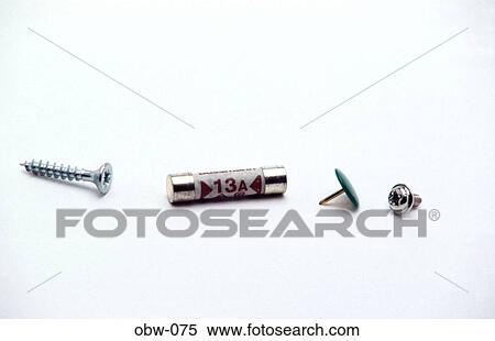Stock Photography - Screws & Fuse & Drawing Pins. Fotosearch