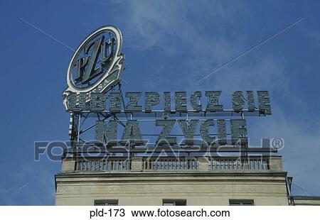 Signage on top of Building Warsaw Poland View Large Photo Image Stock Image - Signage on top of Building Warsaw Poland. Fotosearch