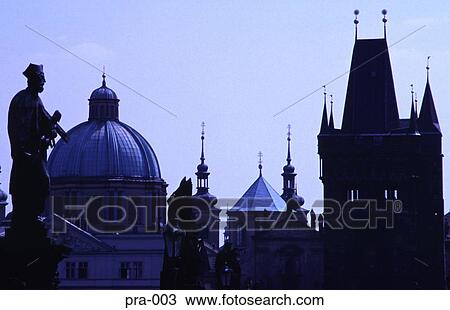 Stock Image - Silhouetted Skyline Prague. Fotosearch