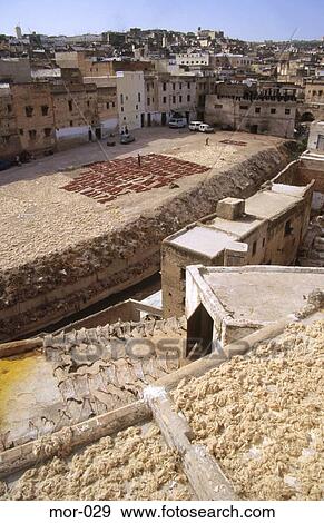 Skins Drying at Tannery Fes Morocco View Large Photo Image Stock Photo - Skins Drying at Tannery Fes Morocco. Fotosearch