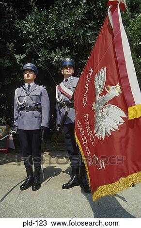 Stock Image - Soldiers on Guard at the Tomb of the Unknown Soldier Warsaw Poland. Fotosearch