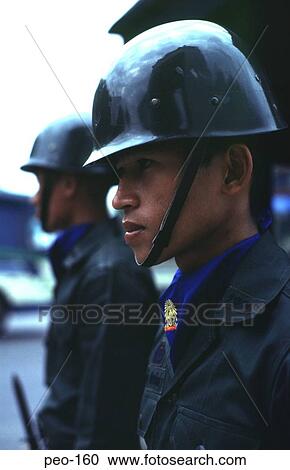 Stock Image - Soldiers on Guard Duty Bangkok Thailand. Fotosearch
