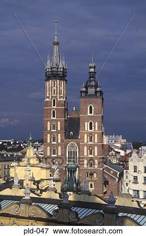 Stock Photo - St. Mary's Church Rynek Glowny Krakow Poland. Fotosearch