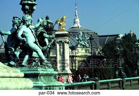 Picture - Statues on the Alexander III Bridge Paris France. Fotosearch