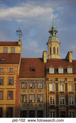 Terraced Buildings Warsaw Old Town Poland View Large Photo Image Stock Image - Terraced Buildings Warsaw Old Town Poland. Fotosearch