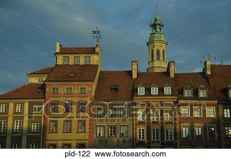 Terraced Buildings Warsaw Old Town Poland View Large Photo Image Stock Image - Terraced Buildings Warsaw Old Town Poland. Fotosearch