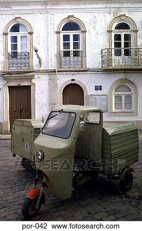 Stock Image - Three Wheeled Van Olhao Portugal Europe. Fotosearch