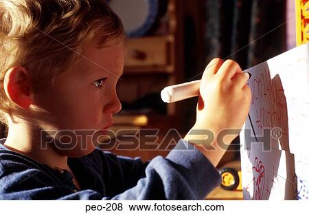 Stock Photo - Toddler Drawing with Marker Pen. Fotosearch