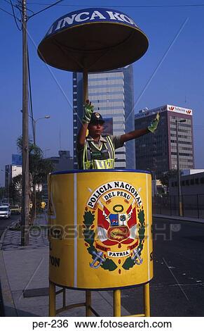 Stock Photograph - Traffic Controller Lima Peru. Fotosearch