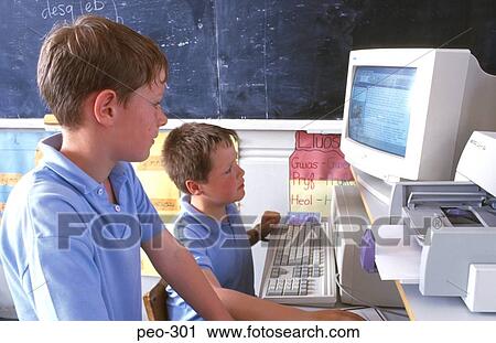 Two Primary School Children Using Computer View Large Photo Image Stock Image - Two Primary School Children Using Computer. Fotosearch