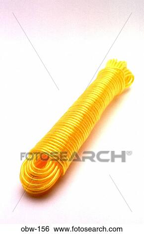 Stock Photograph - Unused Yellow Clothes Line Cord. Fotosearch
