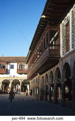 View along Colonnade of the Plaza de Amas Cuzco Peru View Large Photo Image Picture - View along Colonnade of the Plaza de Amas Cuzco Peru. Fotosearch