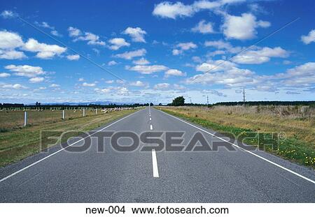 Picture - View Along Deserted Highway New Zealand South Island. Fotosearch