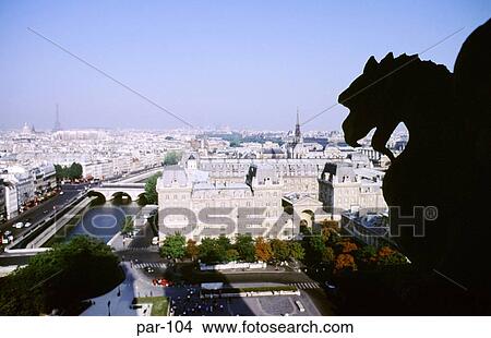 View of Paris Framed by Gargoyle View Large Photo Image Picture - View of Paris Framed by Gargoyle. Fotosearch