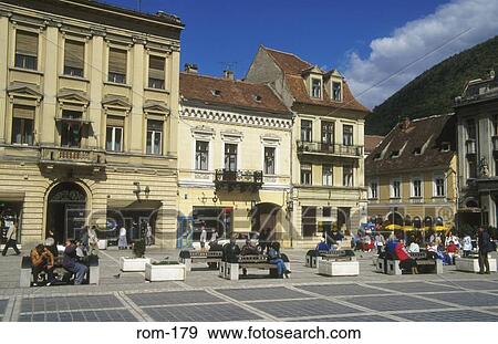 View of Piata Sfatului Brasov Romania View Large Photo Image Stock Photo - View of Piata Sfatului Brasov Romania. Fotosearch