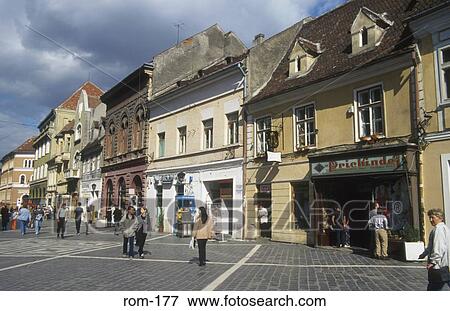View of Strada Republicii Brasov Romania View Large Photo Image Stock Photo - View of Strada Republicii Brasov Romania. Fotosearch