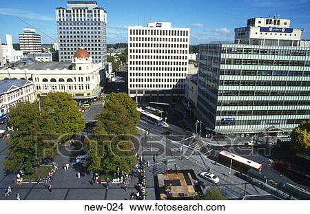 Picture - View over Cathedral Square Christchurch New Zealand. Fotosearch