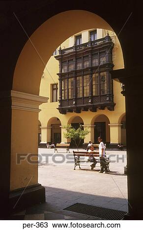 View through Arch of Courtyard Lima Peru View Large Photo Image Stock Image - View through Arch of Courtyard Lima Peru. Fotosearch