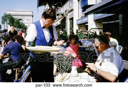 Waiter Serving at Pavement Cafe Paris View Large Photo Image Stock Image - Waiter Serving at Pavement Cafe Paris. Fotosearch