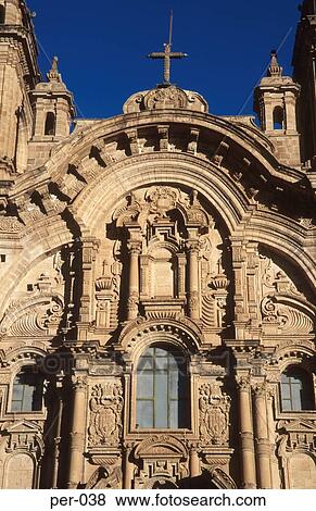 Stock Photo - West End of La Compania Church Cuzco Peru. Fotosearch