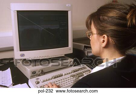 Woman and Computer UK View Large Photo Image Stock Image - Woman and Computer UK. Fotosearch