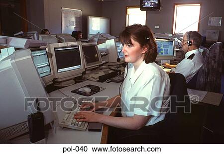 Woman in Police Office using Telephone Headset View Large Photo Image Stock Image - Woman in Police Office using Telephone Headset. Fotosearch
