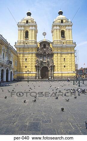 Yellow Painted Baroque Church and Plaza Peru View Large Photo Image Stock Image - Yellow Painted Baroque Church and Plaza Peru. Fotosearch