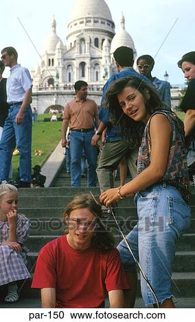 Young People on Steps of Sacre Cour Paris France View Large Photo Image Stock Image - Young People on Steps of Sacre Cour Paris France. Fotosearch