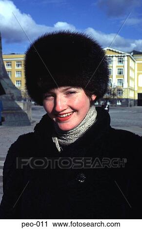 Young Woman in Fur Hat Smiling View Large Photo Image Stock Image - Young Woman in Fur Hat Smiling. Fotosearch