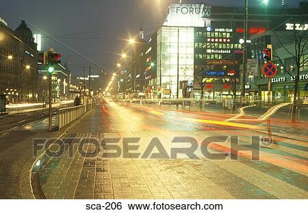 A Helsinki Street at Night Finland View Large Photo Image Stock Photograph - A Helsinki Street at Night Finland. Fotosearch
