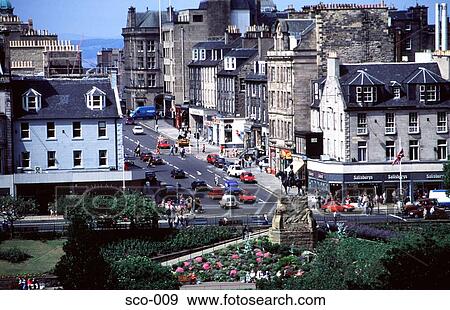 Aerial view of Princess Street Edinburgh Scotland View Large Photo Image Stock Photo - Aerial view of Princess Street Edinburgh Scotland. Fotosearch