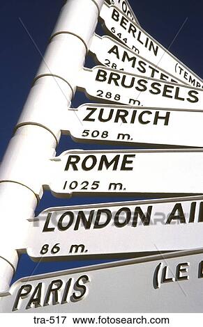 Arrows on International Signpost Birmingham UK View Large Photo Image Stock Photo - Arrows on International Signpost Birmingham UK. Fotosearch