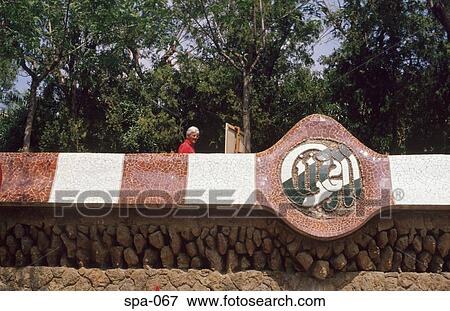 Art Nouveau Barrier Parque Guell Barcelona Spain View Large Photo Image Stock Photo - Art Nouveau Barrier Parque Guell Barcelona Spain. Fotosearch