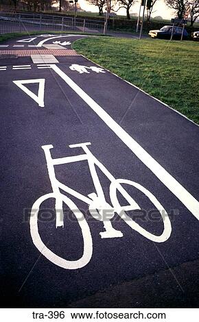 Bicycle Lane Signs Painted on Road View Large Photo Image Stock Photograph - Bicycle Lane Signs Painted on Road. Fotosearch