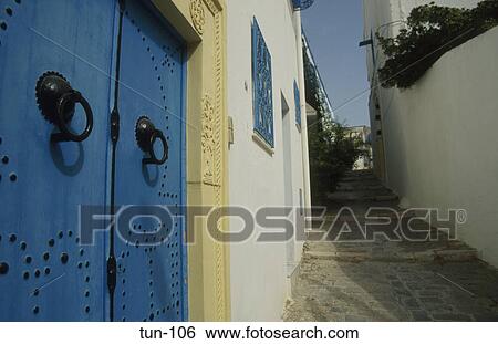 Blue Door and Alley Sidi bou Said Tunisia View Large Photo Image Stock Photograph - Blue Door and Alley Sidi bou Said Tunisia. Fotosearch