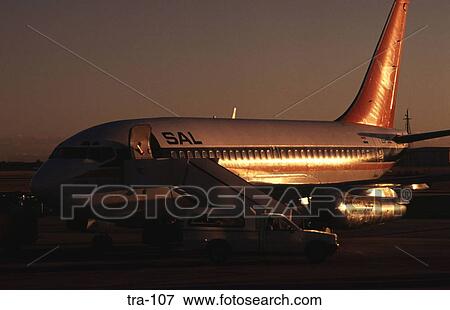 Boeing 737-200 Aircraft at Dusk View Large Photo Image Stock Photo - Boeing 737-200 Aircraft at Dusk. Fotosearch