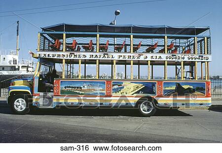 Brightly Painted Double Decker Bus Catagena Colombia View Large Photo Image Stock Photograph - Brightly Painted Double Decker Bus Catagena Colombia. Fotosearch