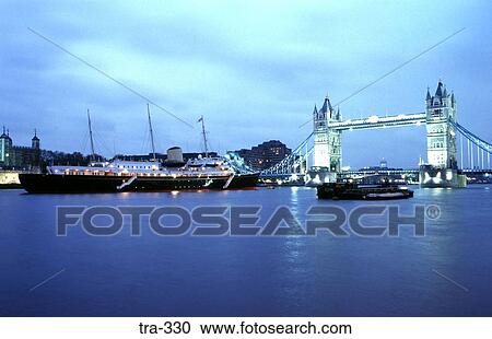 Britannia near Tower Bridge London at Night UK View Large Photo Image Stock Image - Britannia near Tower Bridge London at Night UK. Fotosearch