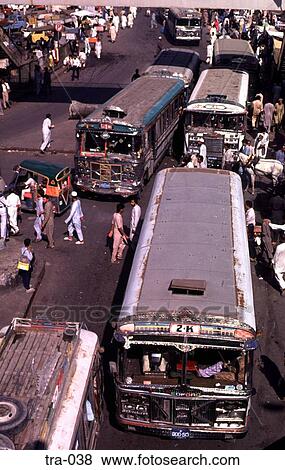 Busy Bus Traffic in Street Karachi Pakistan View Large Photo Image Stock Photo - Busy Bus Traffic in Street Karachi Pakistan. Fotosearch