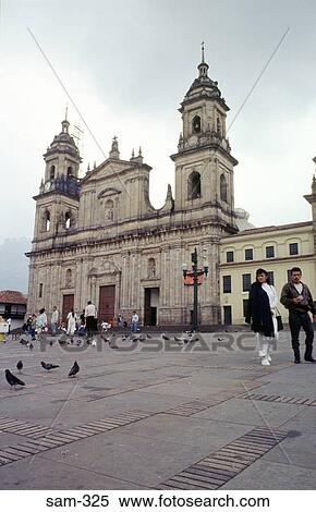 Stock Photography - Cathedral and Plaza Bogota Colombia. Fotosearch